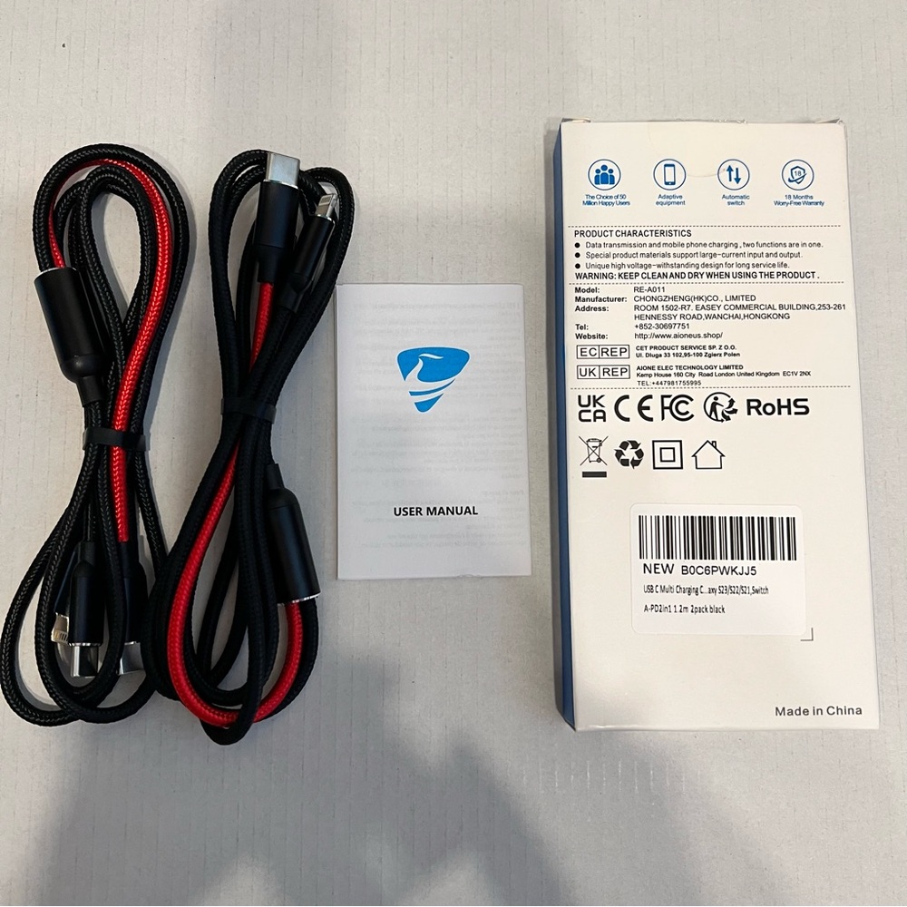 USB-C to Lightning & USB-C Charging‎ Cable (2 Pack) NEW IN BOX! - Picture 2 of 3